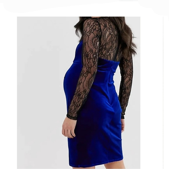 Lace & Velvet Maternity Dress - Size 10 - Picture 3 of 6